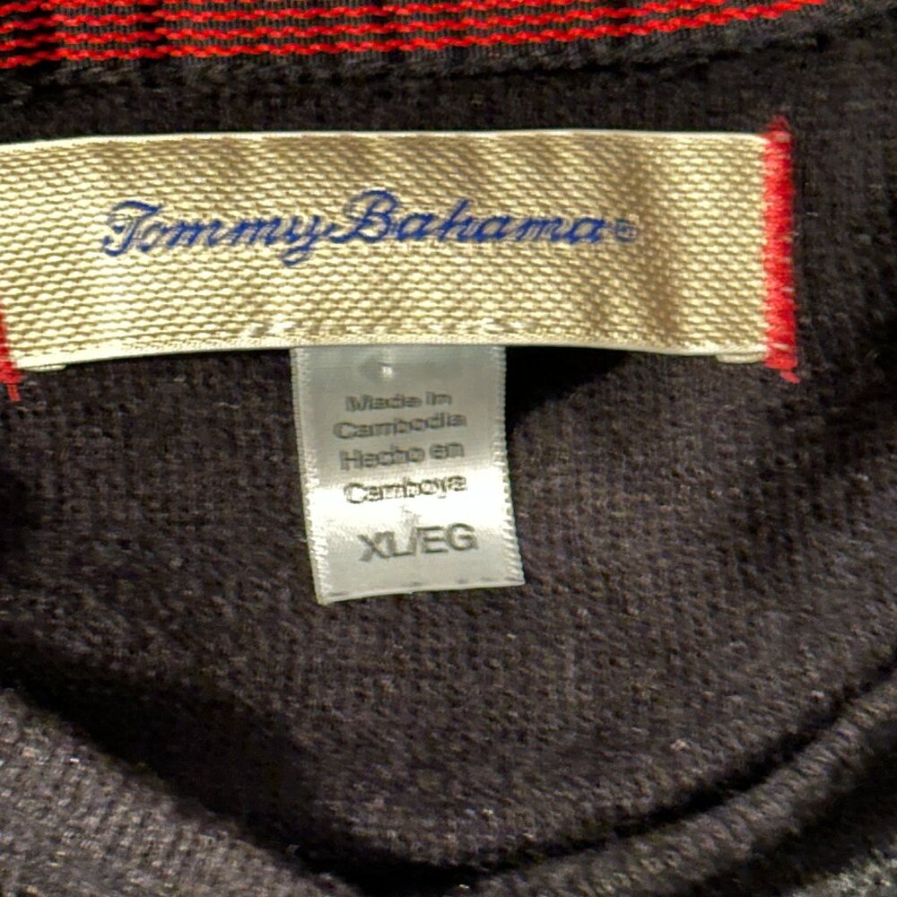 Tommy Bahama Sweater Mens XL Gray Black Crew Neck Long Sleeve Soft Knit Pullover - Picture 4 of 5